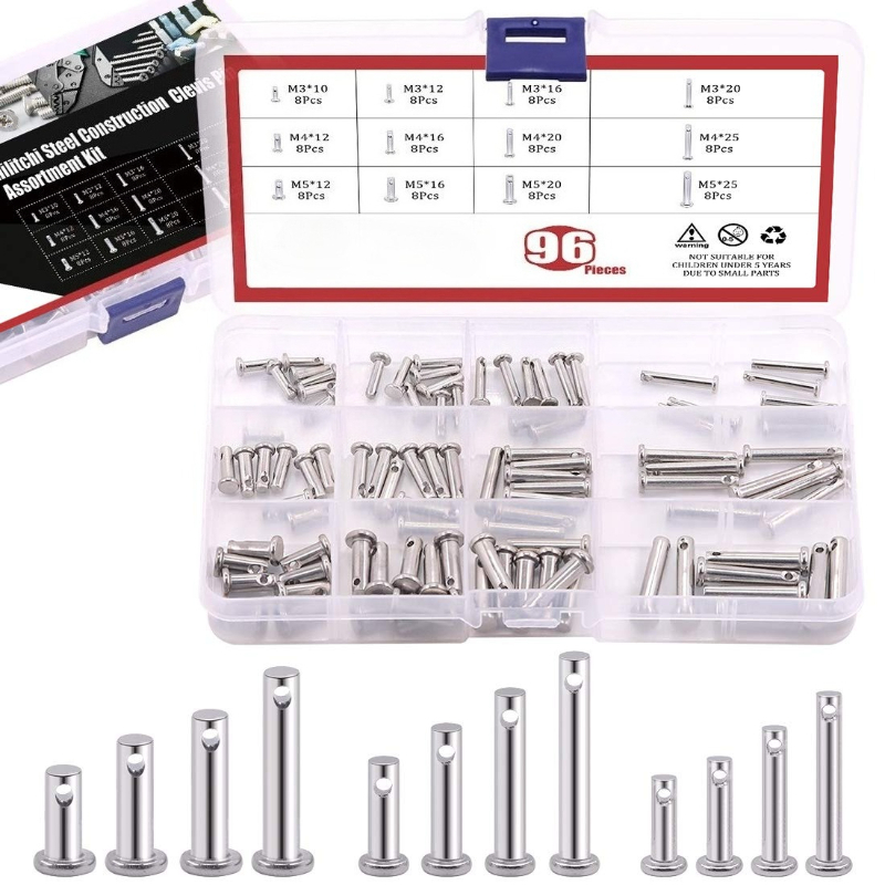 Head Pin Assorted - ชุดหมุดยึดแบบคลีวิส สแตนเลส 304 จำนวน 96 ชิ้น