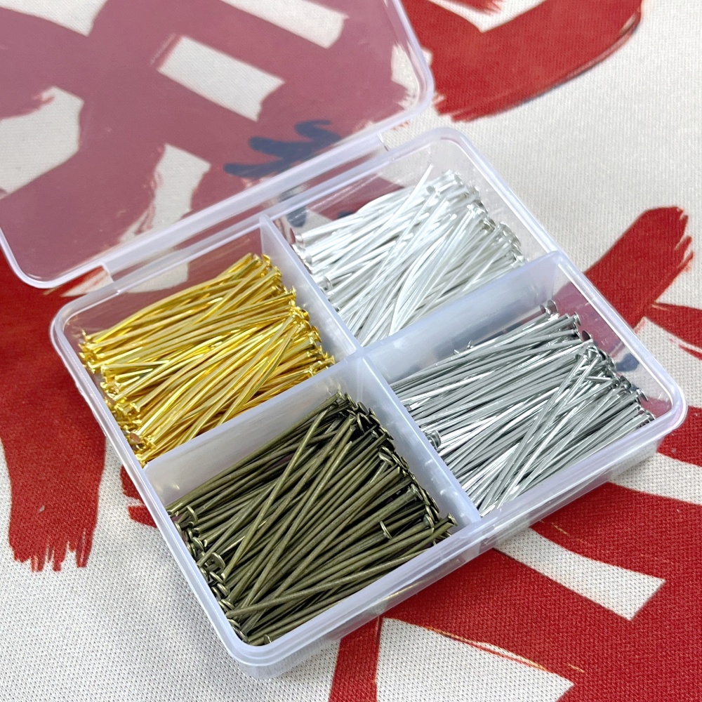 Head Pin Assorted - 400 ชิ้นผสมหัว Pins ชุดสารพันสีเหล็กหัตถกรรม Pins30mm แบนหัว