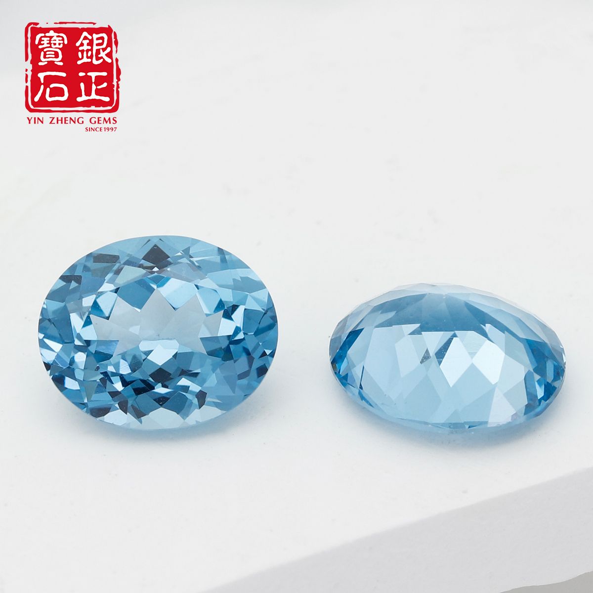 Jewelry Making Process - อะความารีนทรงรีที่ได้จากการปลูกในห้องปฏิบัติการ ผ่านกระบวนการฟอกสีด้วยเปลวไฟ เหมาะสำหรับการทำใบรับรอง AGL ที่เลือกได้ เหมาะสำหรับการผลิตงานออกแบบเครื่องประดับ