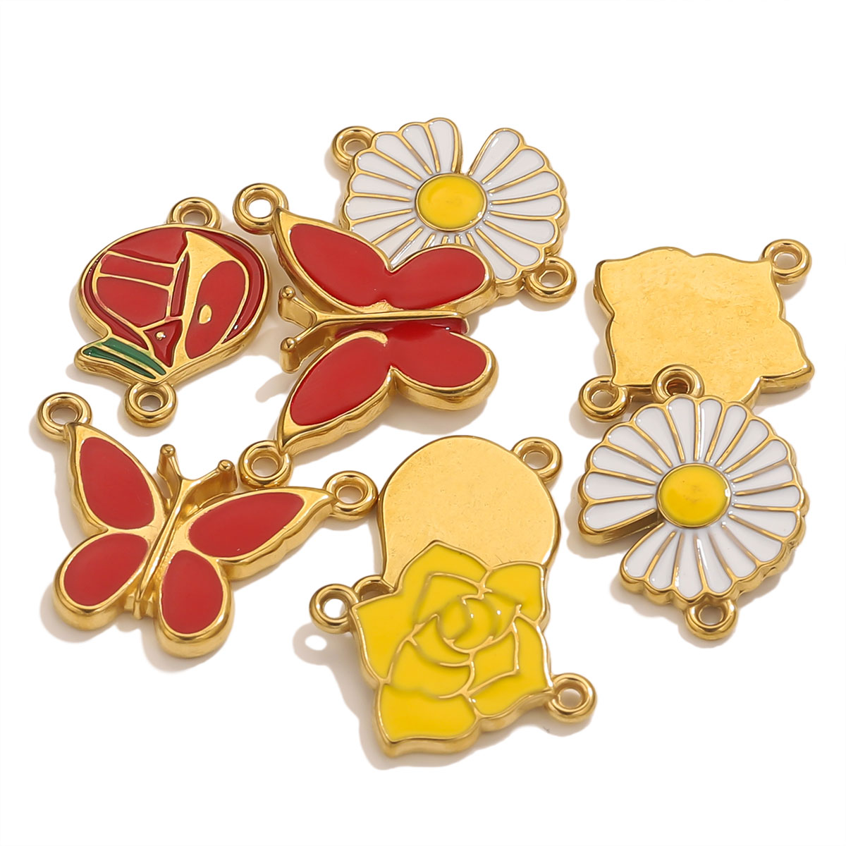4pcs สแตนเลสสตีลเคลือบ Vintage - Jewelry Making Materials Wholesale บทวิจารณ์และราคา