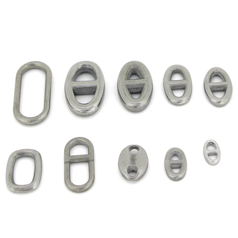 Jewelry Making Findings - ตัวเชื่อมต่อรูปไข่สองรู สแตนเลส 10 ชิ้น อุปกรณ์ทำเครื่องประดับ