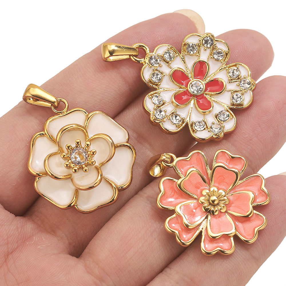จี้รูปดอกไม้ขนาดใหญ่เคลือบสีสเ - Jewelry Making Materials Wholesale บทวิจารณ์และราคา
