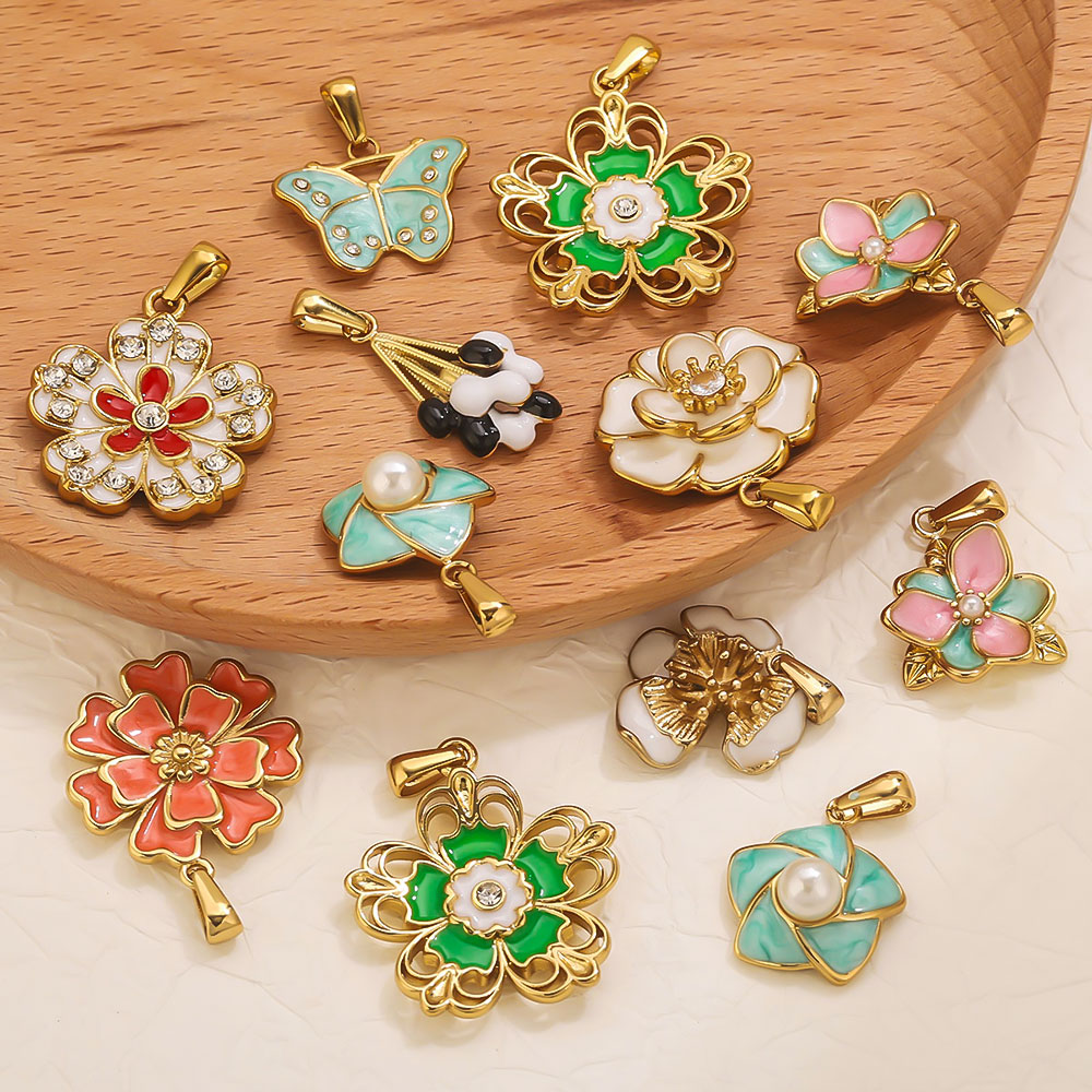 จี้รูปดอกไม้ขนาดใหญ่เคลือบสีสเ - Jewelry Making Materials Wholesale บทวิจารณ์และราคา