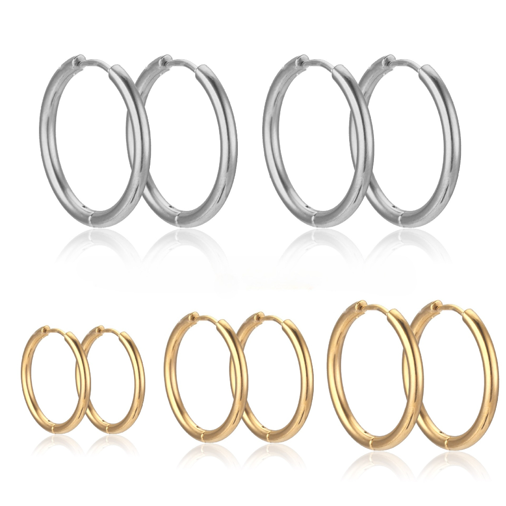 ต่างหูห่วงสแตนเลสสีทองขนาดเส้น - Jewelry Making Materials Wholesale บทวิจารณ์และราคา