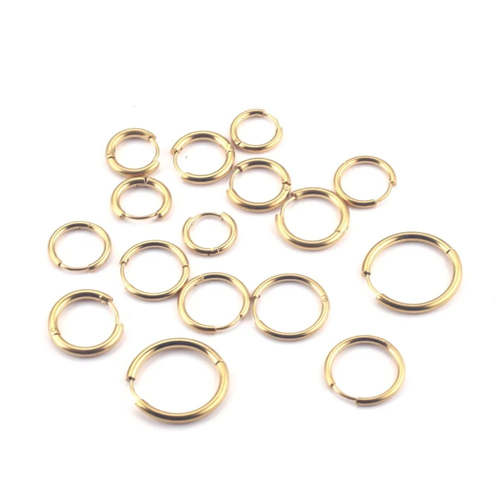 ต่างหูห่วงสแตนเลสสีทองขนาดเส้น - Jewelry Making Materials Wholesale บทวิจารณ์และราคา