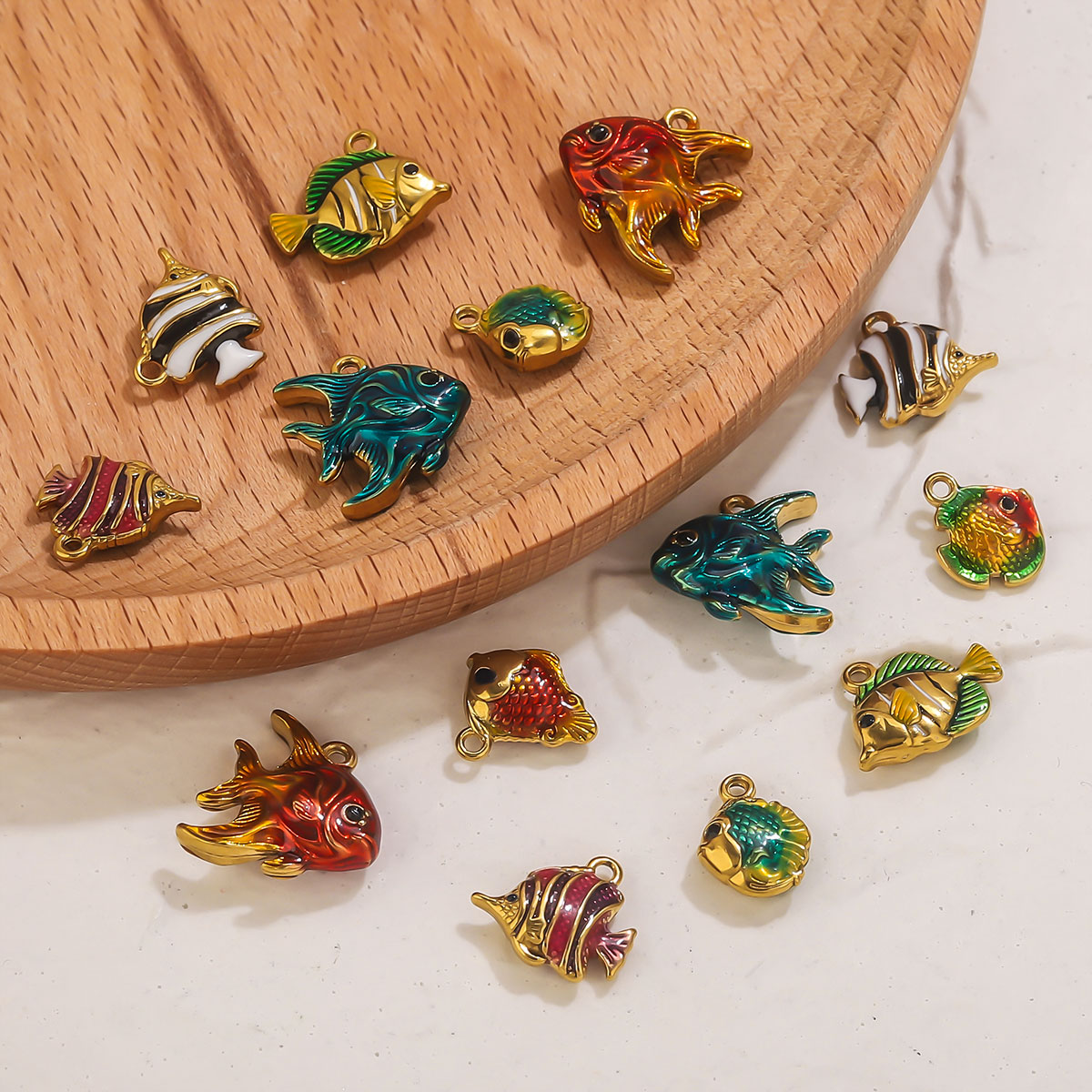 จี้ปลาทะเลเคลือบสแตนเลส 4 ชิ้น - Jewelry Making Materials Wholesale บทวิจารณ์และราคา