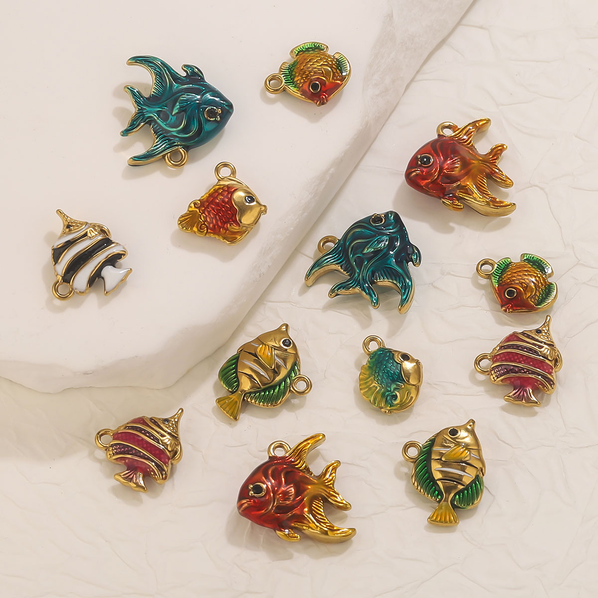 จี้ปลาทะเลเคลือบสแตนเลส 4 ชิ้น - Jewelry Making Materials Wholesale บทวิจารณ์และราคา