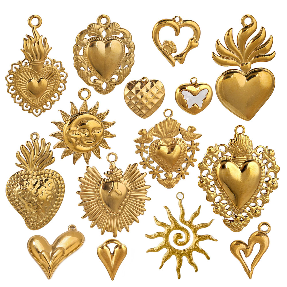 จี้รูปหัวใจและดวงอาทิตย์สแตนเล - Jewelry Making Materials Wholesale บทวิจารณ์และราคา