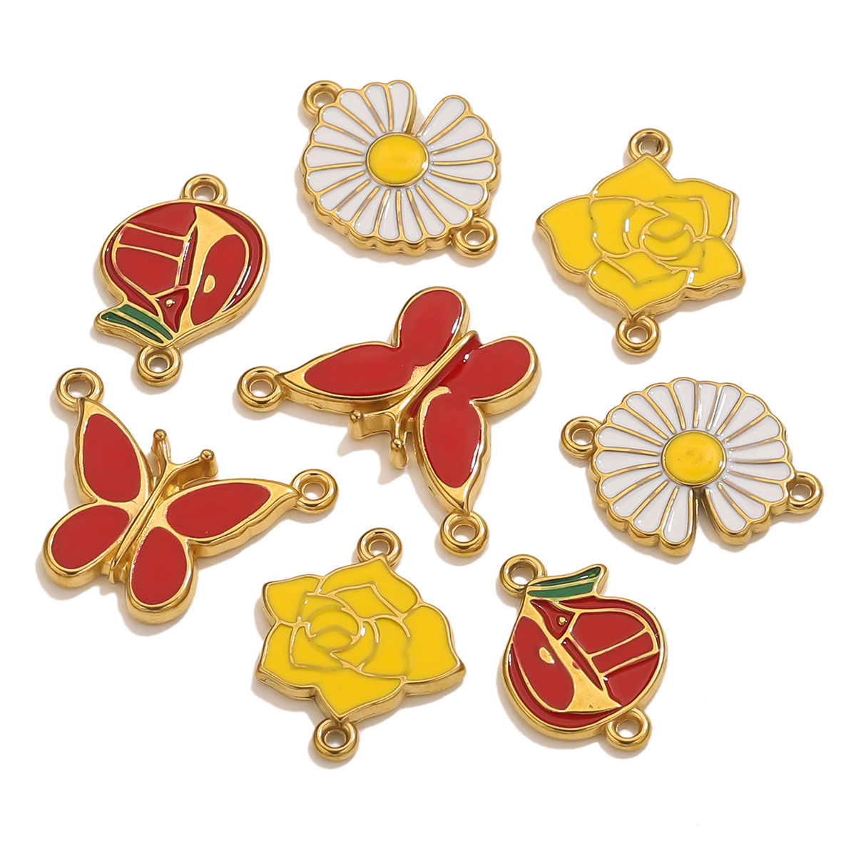 4pcs สแตนเลสสตีลเคลือบ Vintage - Jewelry Making Materials Wholesale บทวิจารณ์และราคา