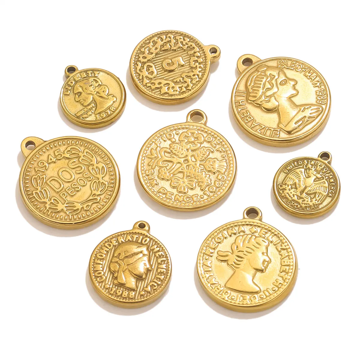 5PCS สแตนเลสสตีลเหรียญเหรียญจี - Jewelry Making Materials Wholesale บทวิจารณ์และราคา
