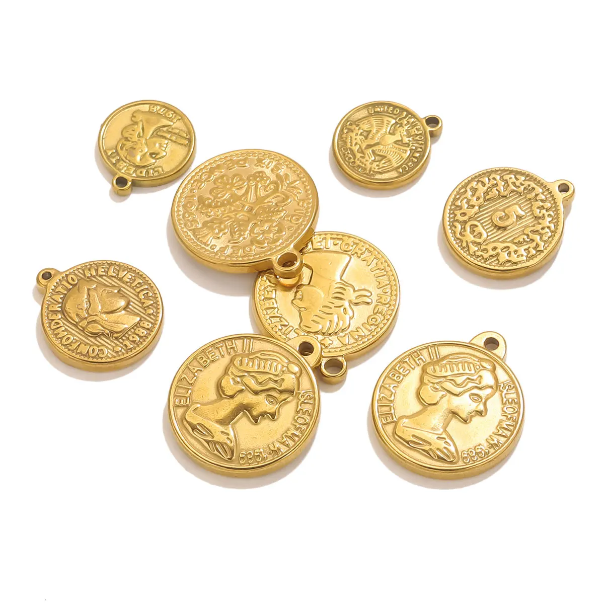 5PCS สแตนเลสสตีลเหรียญเหรียญจี - Jewelry Making Materials Wholesale บทวิจารณ์และราคา