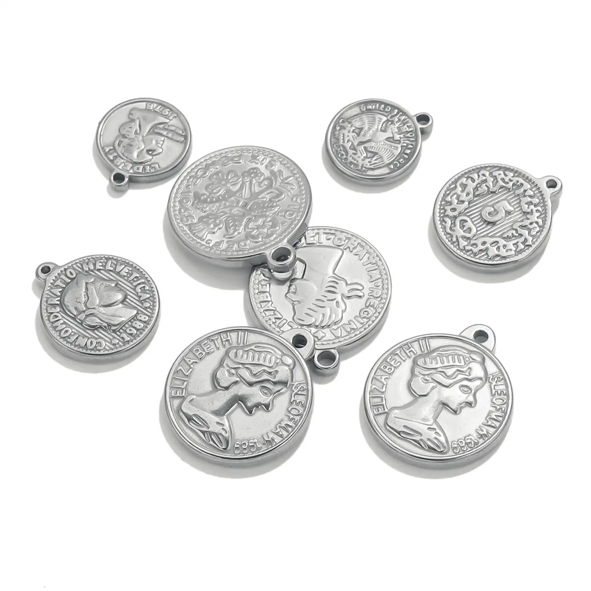 5PCS สแตนเลสสตีลเหรียญเหรียญจี - Jewelry Making Materials Wholesale บทวิจารณ์และราคา